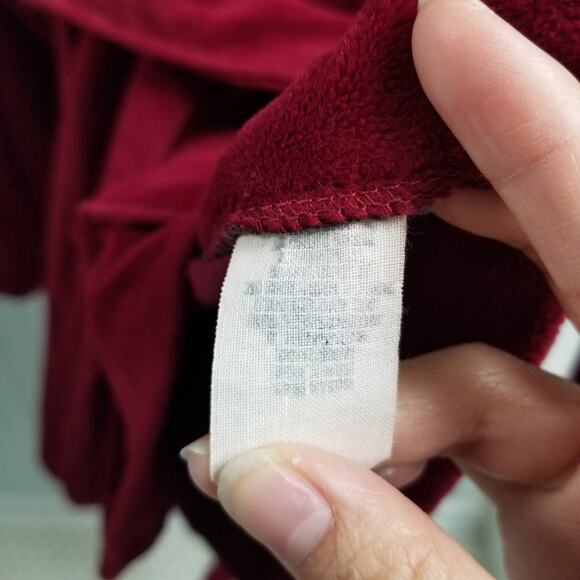 Burdines Maroon Velvet Soft Tie Waist Cardigan Robe - Picture 5 of 5